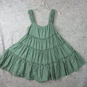 Entro Dress Women's L fits Medium W38 Green Ruffle Tiered Tank Top Tencel Lined